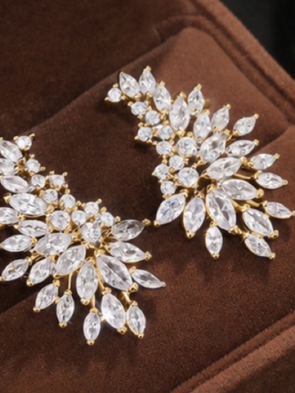 Gold Crystal Wing Drop Earrings - Picture 4 of 5